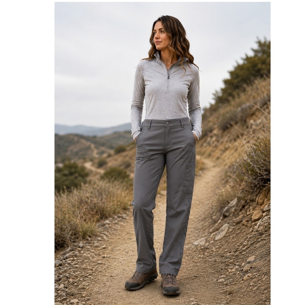 Columbia Womens Gray Cargo Pants 8 Fleece Lined Hiking Outdoor Active Straight